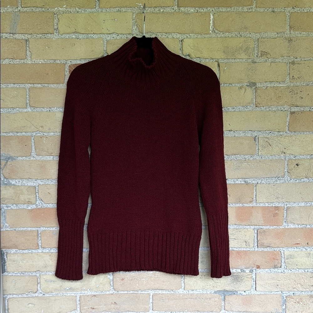 MSIAMO Burgundy Wool Mock Neck Sweater